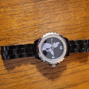 Elegant Black Disney Maleficent Watch with Silver Accents